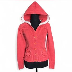 Old Navy Vintage Y2K Button-up Hooded Coral Cardigan Women’s M